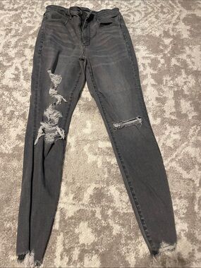 American Eagle Outfitters Black Distressed Skinny Jeans